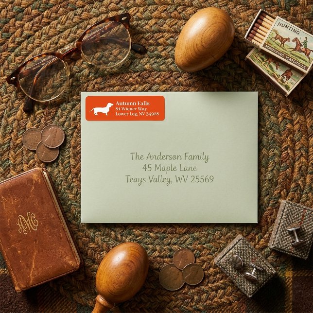 Dachshund Wiener Dog | Orange Return Address Label (Dachshund Wiener Dog | Orange Return Address Label)