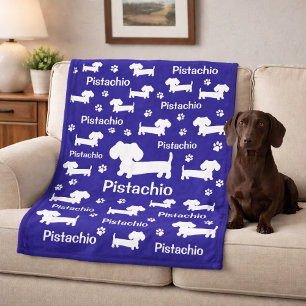 Dachshund Wiener Dog Personalized Blanket Blue