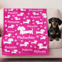 Dachshund Wiener Dog Personalized Blanket Pink