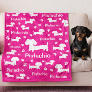 Dachshund Wiener Dog Personalized Blanket Pink