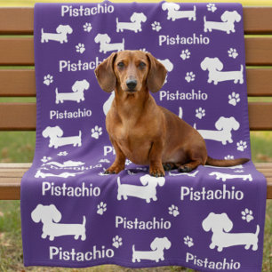 Dachshund Wiener Dog Personalized Blanket Purple