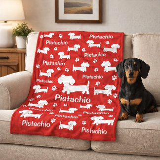 Dachshund Wiener Dog Personalized Blanket Red