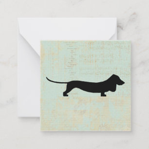 Dachshund Wiener Dog Silhouette on Teal Music BG Card
