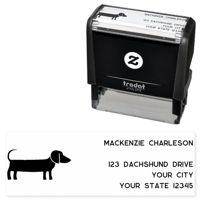 Dachshund Wiener Sausage Dog Address Self-inking Stamp (Fun Dachshund Wiener Sausage Dog personalized self inking address stamp for dog lovers)