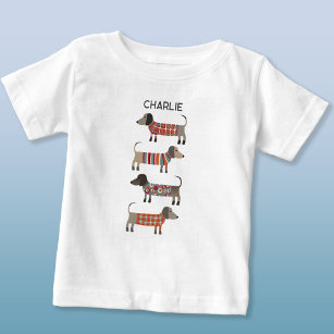 Dachshund Wiener Sausage Dog Personalized Baby T-Shirt