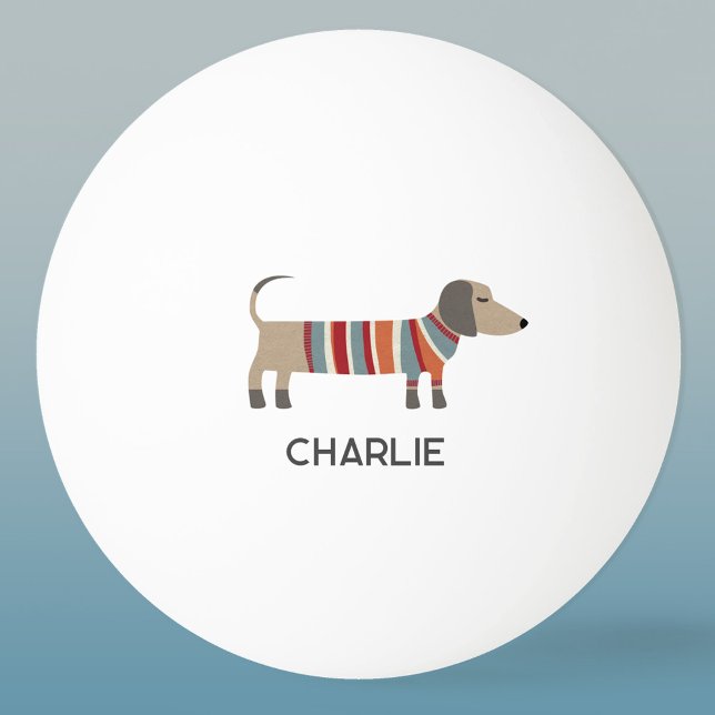 Dachshund Wiener Sausage Dog Personalized Name Ping Pong Ball (Fun Dachshund Wiener Sausage Dog personalized custom name ping pong ball)
