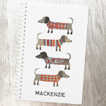 Dachshund Wiener Sausage Dog Personalized Planner<br><div class="desc">Whether you call them Sausage Dogs,  Wiener Dogs,  Dachshunds or Doxies,  these lovable little pups are sure to raise a smile.  And they are wearing woolly knitwear too!  Customize by changing or removing the name. Original art by Nic Squirrell.</div>