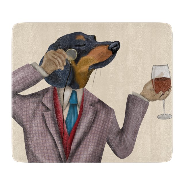 Dachshund Wine Snob Cutting Board (Front)