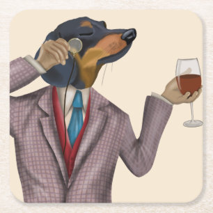 Dachshund Wine Snob Square Paper Coaster