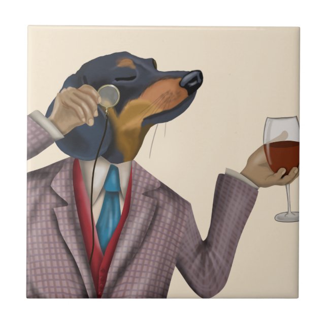 Dachshund Wine Snob Tile (Front)