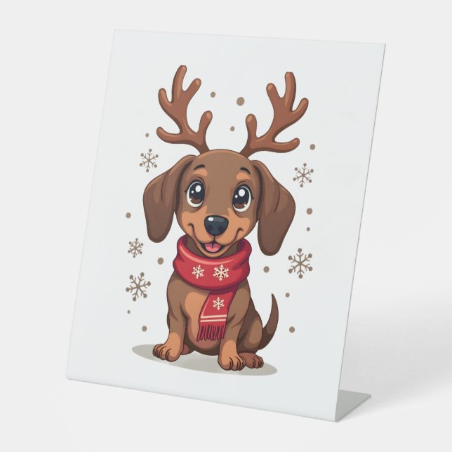 Dachshund Winter Joy Pedestal Sign (Front)