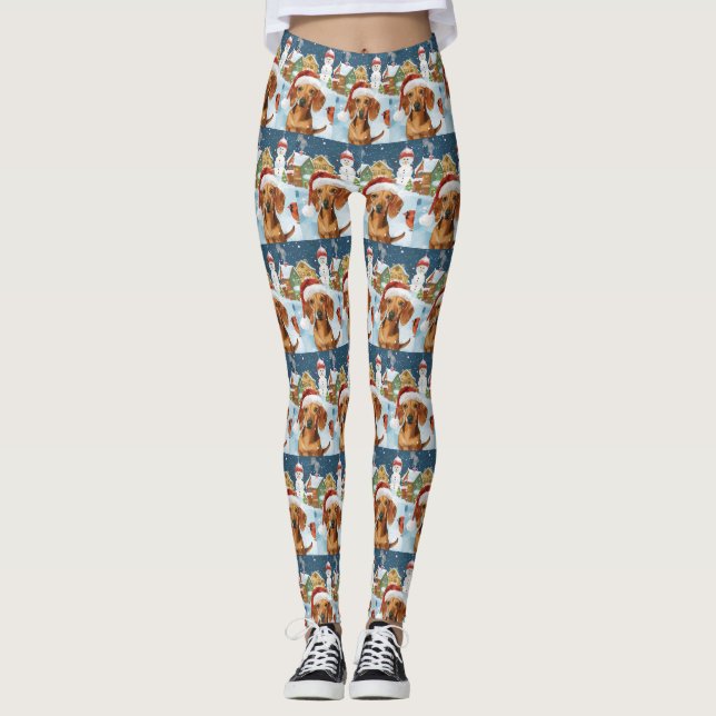 Dachshund Winter Wonderland Christmas Joy Leggings (Front)