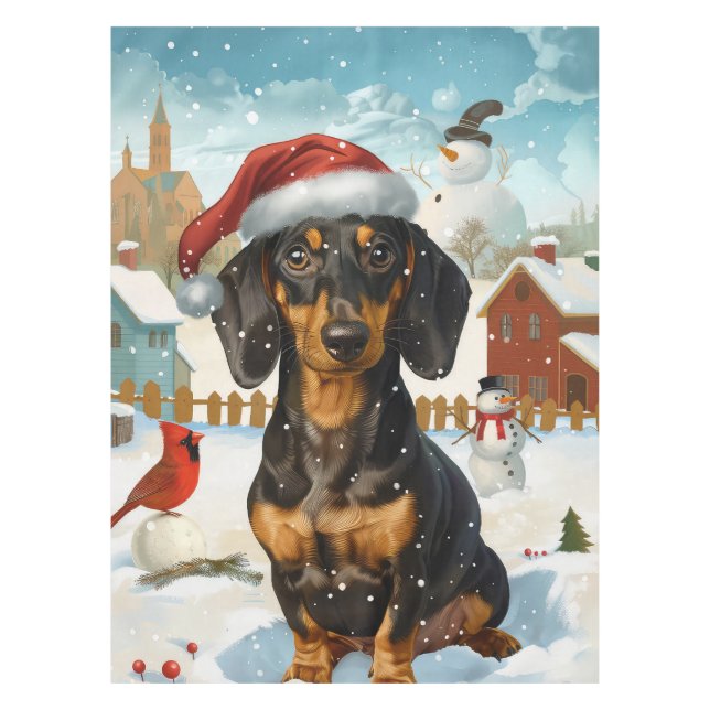 Dachshund Winter Wonderland Christmas Joy Tablecloth (Front)