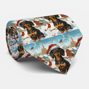 Dachshund Winter Wonderland Christmas Joy Tie