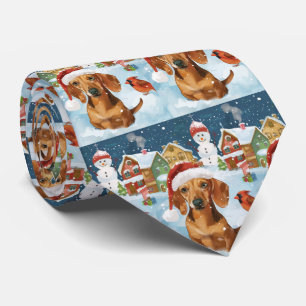 Dachshund Winter Wonderland Christmas Joy Tie