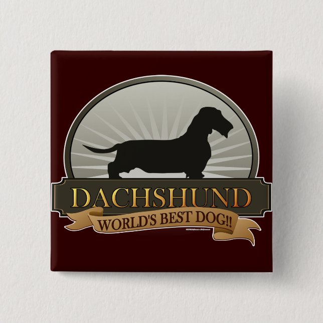 Dachshund [Wire-haired] 2 Inch Square Button (Front)
