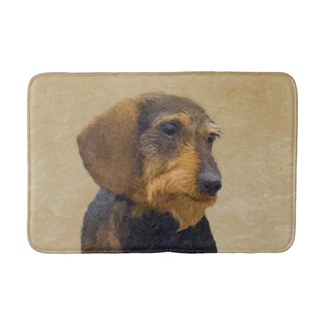 Dachshund (Wirehaired) Painting Original Dog Art Bath Mat (Front)