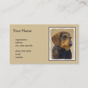 Dachshund (Wirehaired) Painting Original Dog Art Business Card