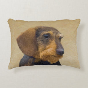 Dachshund (Wirehaired) Painting Original Dog Art Decorative Pillow