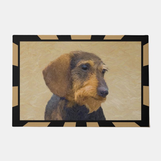 Dachshund (Wirehaired) Painting Original Dog Art Doormat (Front)