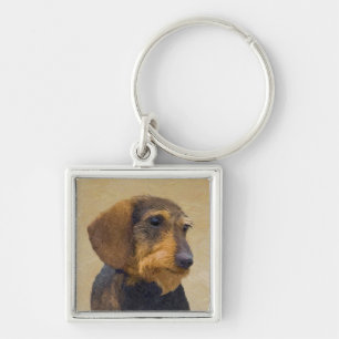 Dachshund (Wirehaired) Painting Original Dog Art Keychain