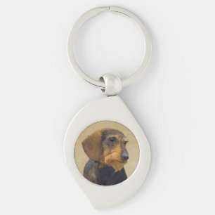 Dachshund (Wirehaired) Painting Original Dog Art Keychain