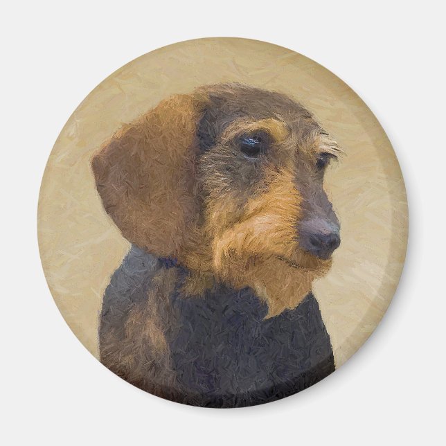 Dachshund (Wirehaired) Painting Original Dog Art Magnet (Front)