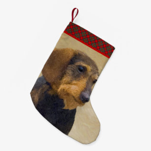 Dachshund (Wirehaired) Painting Original Dog Art Small Christmas Stocking