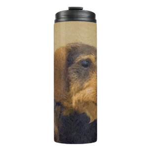 Dachshund (Wirehaired) Painting Original Dog Art Thermal Tumbler