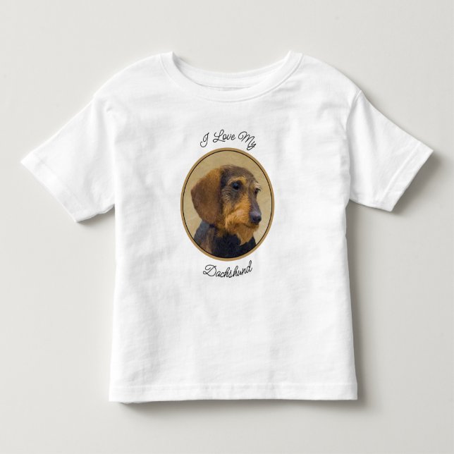 Dachshund (Wirehaired) Painting Original Dog Art Toddler T-shirt (Front)