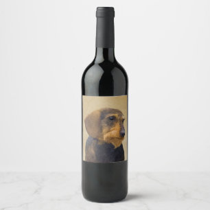 Dachshund (Wirehaired) Painting Original Dog Art Wine Label