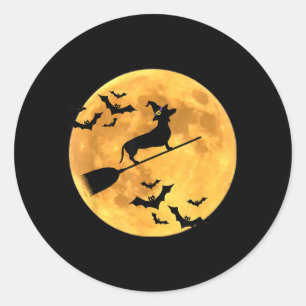 Dachshund Witch Dog Halloween Classic Round Sticker