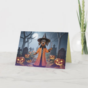 Dachshund Witch Halloween Card
