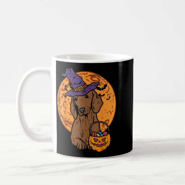 Dachshund Witch Moon Jack O Lantern Halloween Coffee Mug (Left)