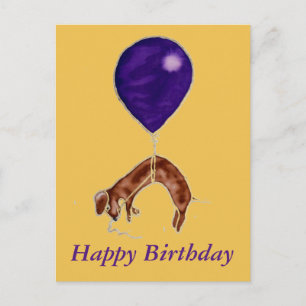 dachshund with balloon postcard