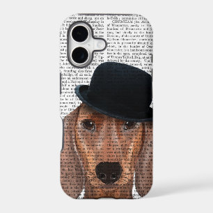 Dachshund with Black Bowler Hat