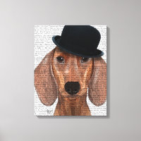 Dachshund with Black Bowler Hat