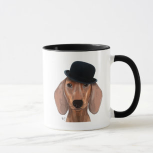 Dachshund with Black Bowler Hat Mug