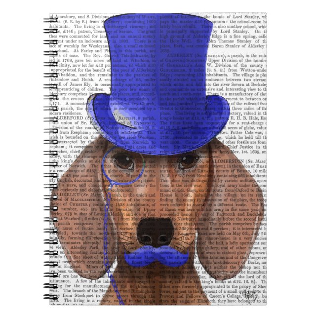 Dachshund With Blue Top Hat and Blue Moustache Notebook (Front)