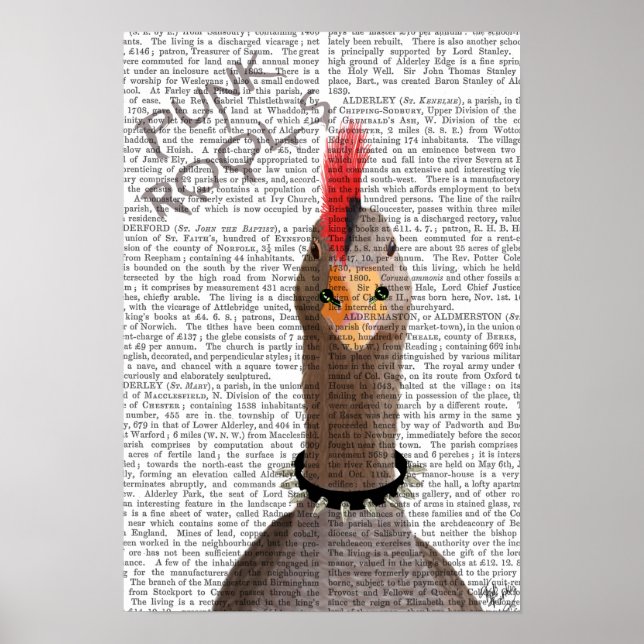 Dachshund With Blue Top Hat and Blue Moustache Poster (Front)