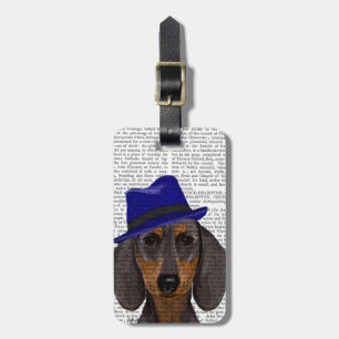 Dachshund With Blue Trilby Luggage Tag