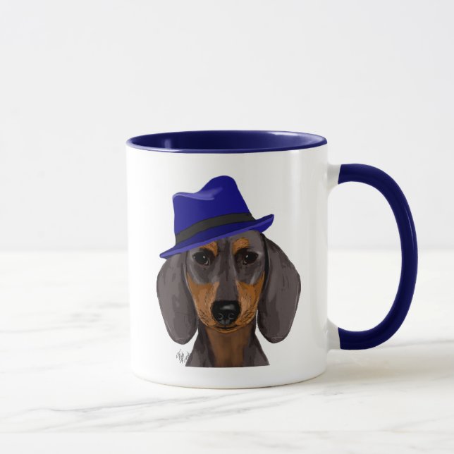 Dachshund With Blue Trilby Mug (Right)