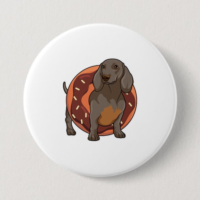Dachshund with Doughnut 3 Inch Round Button (Front)