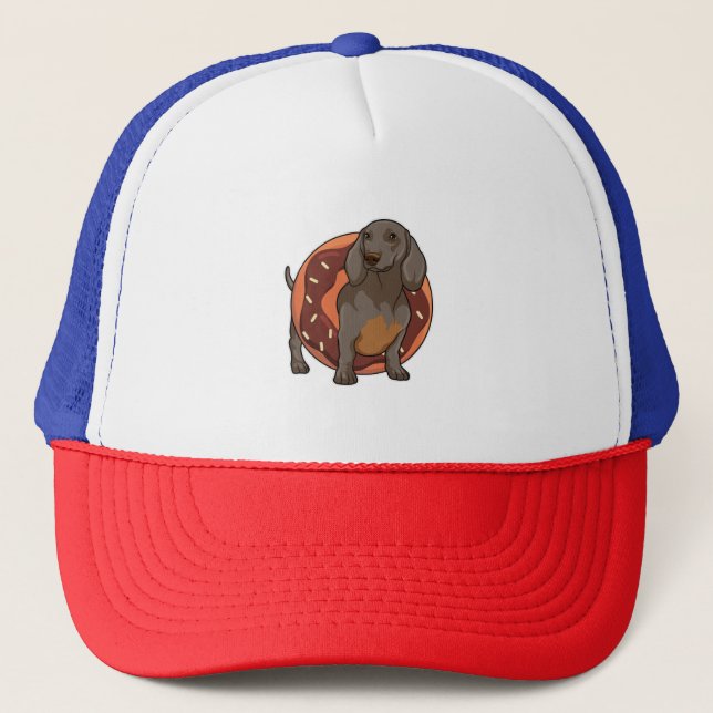 Dachshund with Doughnut Trucker Hat (Front)