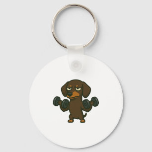 Dachshund with dumbbell fitness training biceps wo keychain