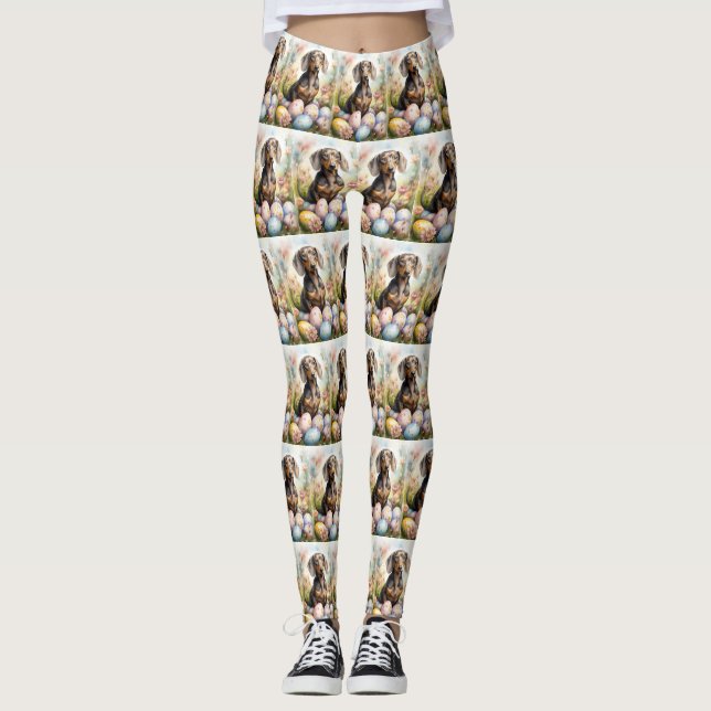 Dachshund with Easter Eggs Leggings (Front)