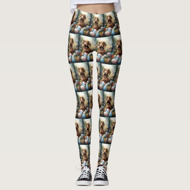 Dachshund with Easter Eggs Leggings (Front)