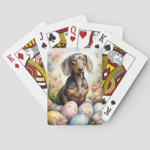 Dachshund with Easter Eggs Playing Cards