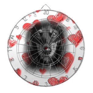 Dachshund with Red Hearts Dartboard