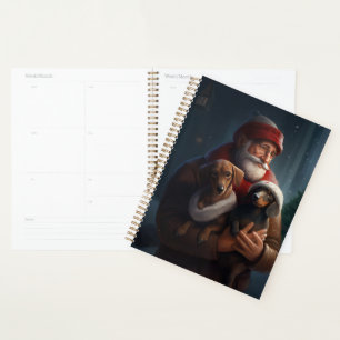 Dachshund With Santa Claus Festive Christmas Planner